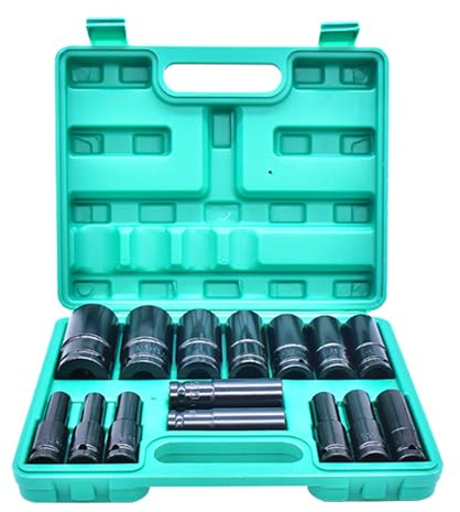 1 15pc 1 / 2Inch Drive Socket Set 8-24mm Antirust Design for Industrial Maintenance & Auto Repair Automotive Wrenches Professional Rustproof