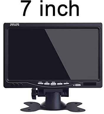 kalakus Monitor LCD de 7 pulgadas para coche, cámara de marcha atrás, monitor de marcha atrás, reproductor de DVD universal para la mayoría de vehículos, pantalla LCD negra