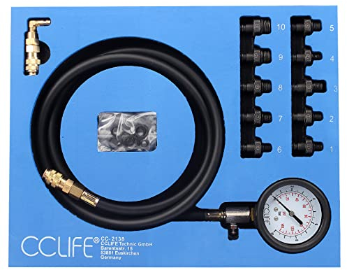 CCLIFE Öldruckmessgerät KFZ Öldruckmanometer Öldruck Prüfgerät Tester Prüfer 0-10bar