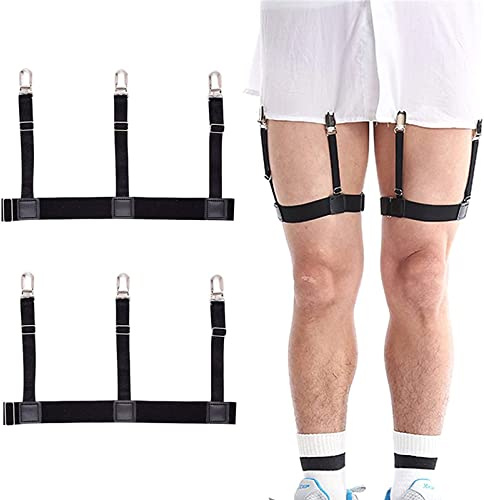 Pejoye Hemdhalter Herren mit rutschfesten Clips,Shirt Stay Flexible und Elastische für Männer und Frauen, Adjustable Hemd-Halter (1 Paar)