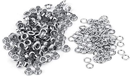 Walfront Ösen Nieten, 100 stücke 5mm Metall Ösen und Scheiben für DIY Leder Handwerk Stoff Gürtel Locher Rahmung Dekoration(Silber)