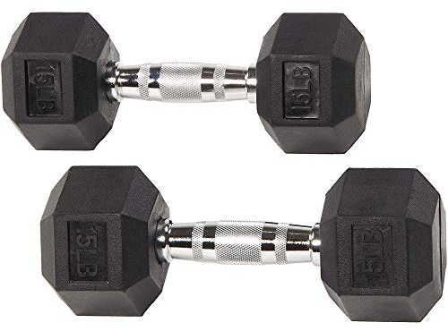 Signature Fitness Fitvids Unisex-Erwachsene Sechskant Hanteln, schwarz, 15LBS