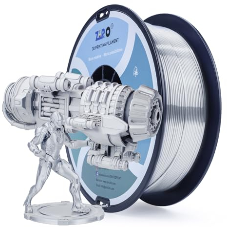 ZIRO Silk Filament 1.75mm PLA, 3D Drucker Filament Seide PLA Serie 1.75mm 1kg, Durchmessertoleranz bei +/-0.03mm, Silber