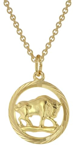 trendor Sternzeichen Stier Gold 333 Anhänger Ø 16 mm + Halskette 75940-05 | Tierkreiszeichen, eleganter Halsschmuck aus Echtgold für Damen,