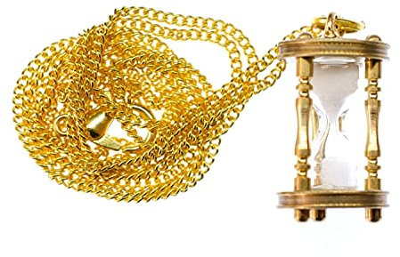 Miniblings Hourglass Necklace Functional Curb Chain 60Cm Egg Timer Clock Golden