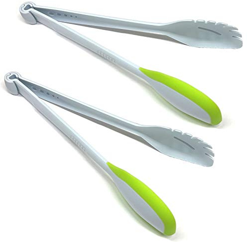 HAC24 2er Set 5in1 Küchenhelfer Salatbesteck Servierbesteck Teigschaber Nudelzange Kräuter Abstreifer Spaghetti Zange Servierzange Silikonschaber Universalzange