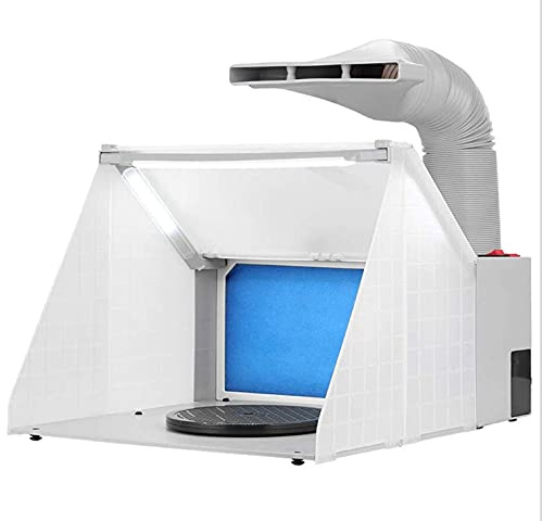 hzexun Airbrush Zubehör Absauganlage Farbe Filter Farbnebel mit LED-Licht Spritzkabinenschlauch-Kit mit Schlauchfilter Turntable Spray Paint Box Workbench, für Spielzeugmodelle Crafts