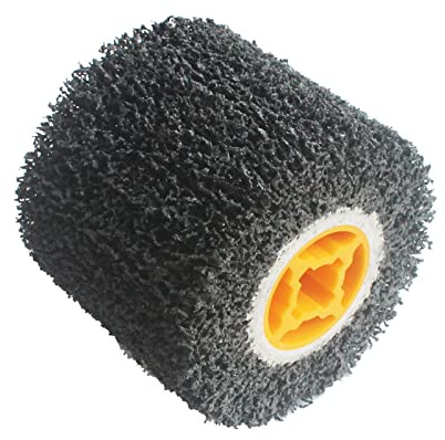JUNLIXN 4.5 x 4 Abrasive Drawing Wheel Drum, 3/4 Quad Keyway Burnishing Wheel for Hand held Polishing Machine 40 Grit Sanding Drum Surface Conditioning Tool