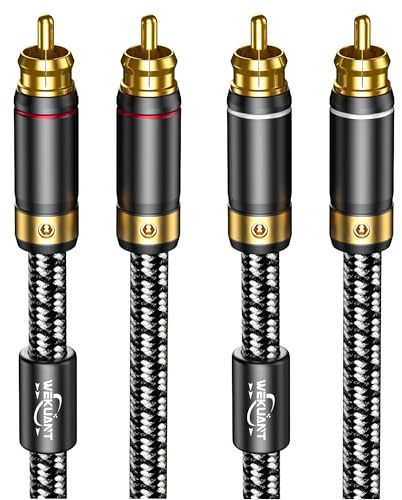 Wekuant Audiophile RCA Cable 2.5FT(0.75M), 2 RCA Male to 2 RCA Male Braided HiFi System Silvered-Plated Copper core with Ferrite cores