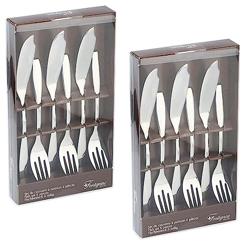 12 teiliges Edelstahl Fischbesteck für 6 Personen Fischgabel Fischmesser Fisch Besteck Gabel Messer