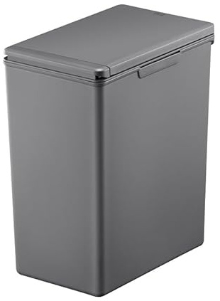 PROREGAL Moderner quadratischer Abfalleimer mit Touch-Bar-Deckel | 20 Liter, HxBxT 40x20,6x32,5cm | Grau