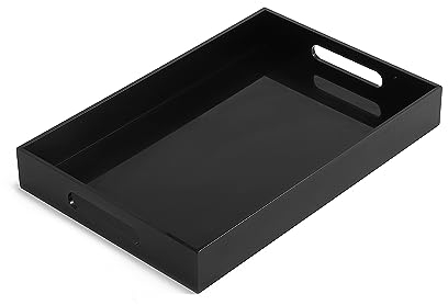 BEYLANG Schwarze Acryl-Serviertabletts Frühstück dekorative Tabletts für Ottoman Couchtisch (schwarz, 30,5 x 50,8 cm)