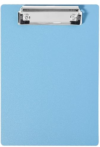 Klemmbrett aus Kunststoff mit gummierter Metallklemme, Eisblau, kleines Klemmbrett, Standard-A5-Größe 225 x 155 mm, langlebiger Papierhalter, Schreiben, Notizen, Dokumente, Formularhalter,