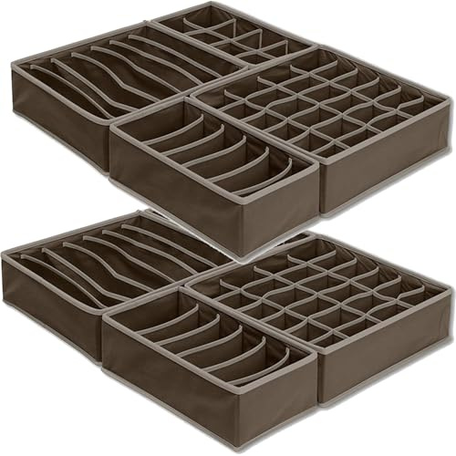 Bazasa 8er Shubladen Organizer Odnungssystem für Kleidershrank Brown Schublade Organizer Schrank Aufbewahrung Box Faltbare Schubladentrenner für Unterwäsche BHS Socken Krawatten Underwear Wickelbedarf