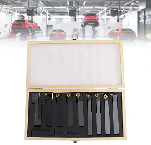 9 tlg Drehstahl Satz 45-Stahl Drehmeißel-Set Drehstähle Drehstah Klemmhalter Bohrstange Drehmeissel Drehsta 20x20mm, mit Wendeplatten