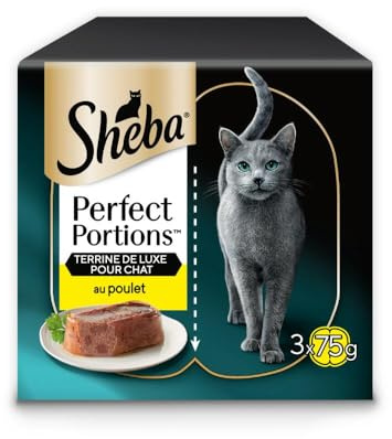 Sheba Perfect Portions Barquettes Nourriture Humide pour Chat Adulte Terrine de Luxe au Poulet 6x37,5g