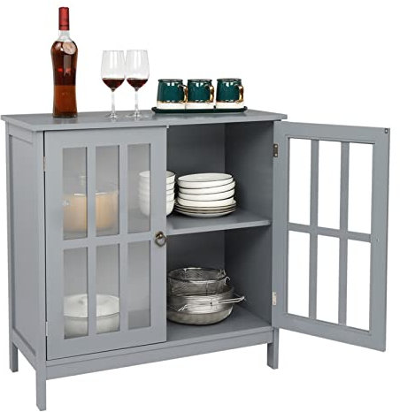 GLigeT Küchenschrank Buffet-Sideboard for den Eingangsbereich, Servierschrank mit 2 Türen, 80 x 36 x 80 cm, zerlegbares Innenfach, MDF, grau Sideboard