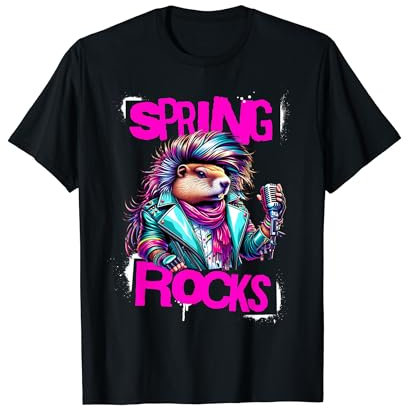 Spring Rocks Music Punk Rocker Print T-Shirt
