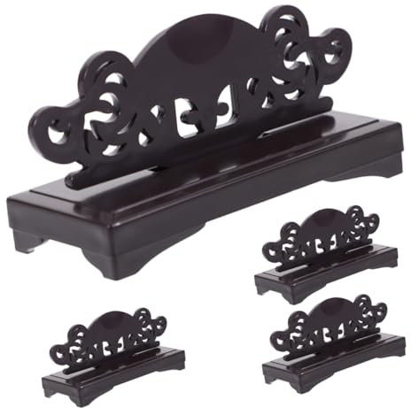 PRETYZOOM 4pcs Vintage Hand Fan Holder Chinese Fan Stand Hand Fan Display Stand Chinese Hand Fan Stand Japanese Folding Fan Holder Fan Stands Men and Women Wooden Base Plastic