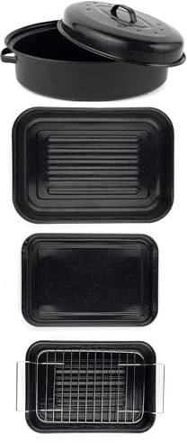 Kitchen Essentials Kitchen UItensil 4 Piece Cookware Vitreous Enamel Oven Trays Roasting Bakeware Set