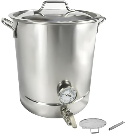 304 Edelstahl Hausgebräu Kessel Stock Pot Heimbrauerei Topf Mit Ventil, Doppelte Filtrierung, Thermometer Und Filter Zum Brauen (30-60L), 40L