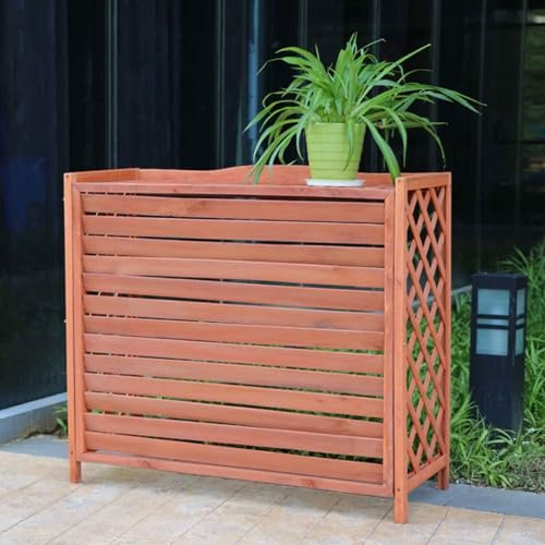 Cache Climatiseur Exterieur Bois, Cache Pompe a Chaleur Extérieur Décoration pour Terrasse, Convient pour l'unité Extérieure du Climatiseur