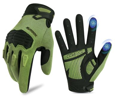 KUTOOK Fahrradhandschuhe MTB Mountainbike Fahrrad Handschuhe Herren Langfinger mit 5mm Palm Pad TPR SCR Protect Touch-Screen Atmungsaktiv Elastisch rutschfest Stoßdämpfend Grün M