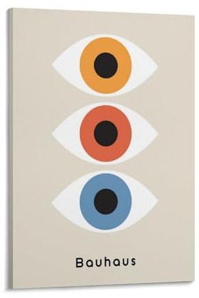 Bauhaus-Ausstellungsposter, Bauhaus-Kunstdruck, geometrische Augen, Kunstdruck, Leinwand, Poster, Wandfarbe, Kunstposter, Dekoration, moderne Wohnkunstwerke, 30 x 45 cm