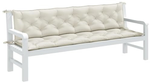 ZEYUAN Gartenbank-Auflagen 2 STK. Melange Creme 200x50x7 cm Stoff, Terrassenmöbel, Wetterfeste Bank, Outdoor Bank, Parkbank, Garten Banken, Deko Bank, Gartenmöbel - 4002632