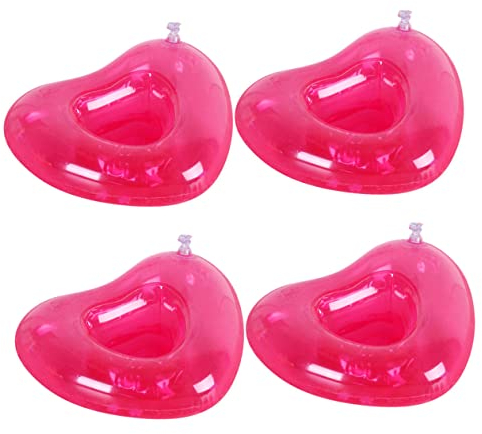 ibasenice 4piezas Portavasos De Agua Inflables De PVC Forma De Corazón Porta Cerveza para Agua para Natación Fiestas Piscinas Playas