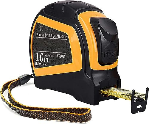 Yuentoen Maßband 10m, Auto Lock - Automatische Band Sturzsicheres Maßband mit Stoßfestem Nylonbeschichtung, Stahlband für vielfältige Messaufgaben