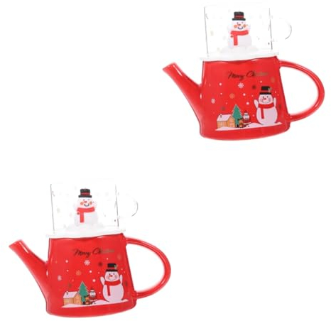 Cabilock Tasse Weihnachtsmotiv 2 Sätze Weihnachts-wasserkocher-cup Weihnachtskaffeebecher Retro-weihnachtsteekanne Vintage Teegeschirr Für Das Home Office Weihnachtsbaum Tasse Urlaub Teekessel Glas