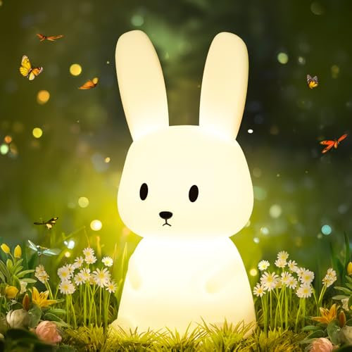 MEDE Baby Night Light with 265 Colors Change & 3H Timer - Bunny Touch Lamp for Girls, Rechargeable Cute Nursery Light for Toddlers, Children and Newborns