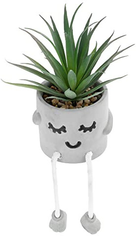FUNOMOCYA Artificial Succulent Bonsai Shy Expression Faux Desktop Plant in Cement Pot Hanging Legs Fake Plant Decor for Home Office Shelf