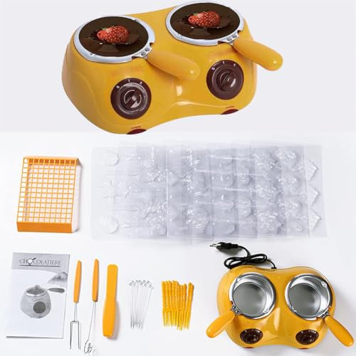 Juego De Fondue De Chocolate Doble, Máquina De Templado De Chocolate, Crisol De Chocolate, Fondue De Chocolate Eléctrica, Mini Fabricante De Dulces De Fondue con Crisol Doble para Chocolate con Leche