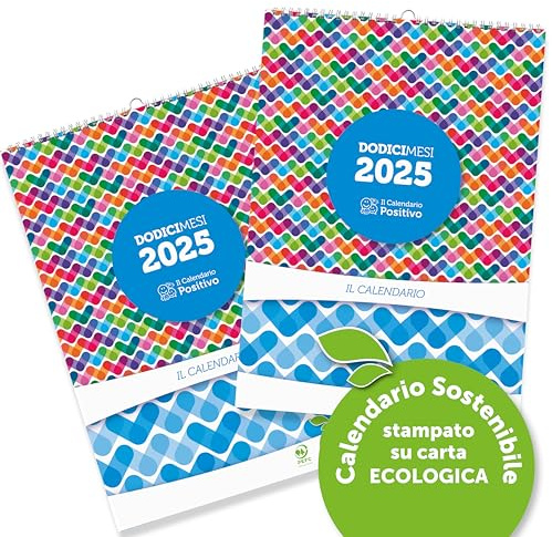 Calendario 2025 da Muro | Calendario Positivo | Ideale per segnare Appuntamenti ed Impegni | Dimensioni 30x42 | 16 facciate| 2 Pezzi