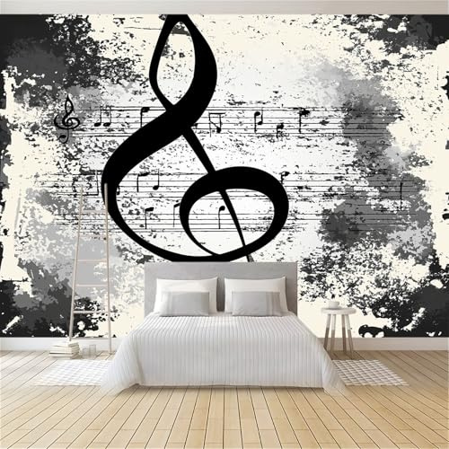 Fotomurales no Tejido Elementos Musicales Pentagrama Notas 350 x 256 cm Papel Pintado Decoración de Pared moderna, Murales póster efecto 3D, Decorativos Murales para Dormitorio Salón TV Pared