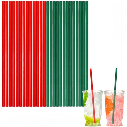 100 piezas Pajitas de Papel Desechables Biodegradables y Compostables Rojo Verde Navidad,Ecológico Resistente Pajitas para Cócteles Bebidas Frías y Calientes,para Fiestas Navidad,Decoración Bebidas