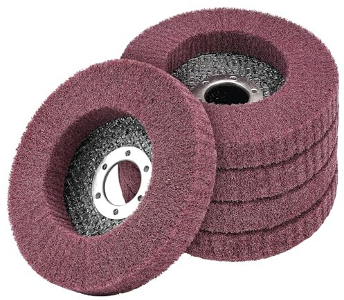 5Pcs 320 Grit Scour Flap Disc 4 1/2 Inch Angle Grinder Attachment for Metal Wood Scuff Grinding Sanding Discs Scouring Pad Polishing Wheel Paint Rust Remover