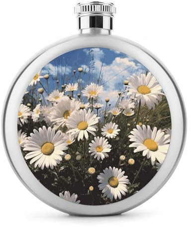5 oz Whisky Flasche Schöne Gänseblümchen Gedruckt Edelstahl Flasche Hüftkolben Auslaufsicher Getränk Kantine Getränk Flaschen für Reise Geschenke Hochzeit Bachelorette Party