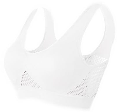 Memoryee Vadderad sport-BHS dam medelstort grepp stora storlekar för stora bröst push-up sömlös andas för yoga löpning crop top, Vit, L