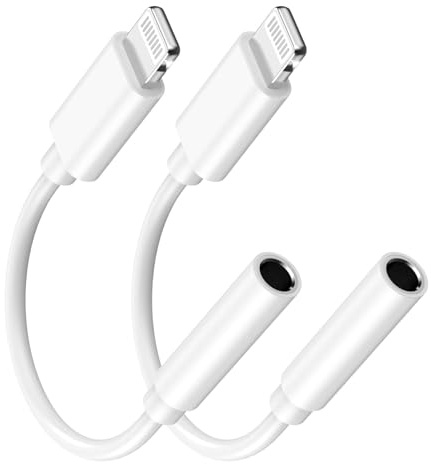 [Apple MFi Certified] Apple Lightning to 3.5 mm Headphone Jack Adapter for iPhone 14 Pro Max, 2 Pack iPhone 3.5mm Headphone Aux Audio Converter Dongle Adapter for iPhone 14 13 12 11 Pro Max XS XR X 8