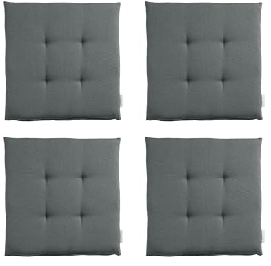 TOM TAILOR NEU! Sitzkissen Stuhl 4er Set - gemütliche Stuhlkissen 40x40 cm in Grau - Sitzauflage waschbar für Esszimmer, Bürostuhl, Bank, Boden & Gartenmöbel - Oeko Tex Zertifiziert