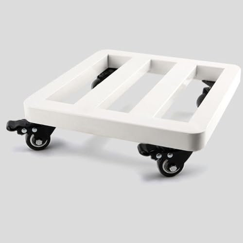 Zdlopteron Metal Carro para Plantas Plataforma con 2 Ruedas de Bloqueo,Soporte para Macetas Exterior/Interior,para macetas de Muebles Tablero rodante,Capacidad 150 kg(White,40x40cm)