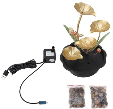 Adorno de la Fuente de Agua de Escritorio plástico de plástico Larga Vida útil USB Bomba de luz Tibia Sala de Estar