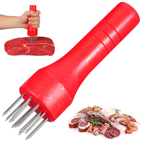 Alipis Fleischzartmacher Aus Edelstahl Mit Holzgriff Fleischklopfer Mit Nadeln Und Klingen Zum Lockern Von Fleischfasern Für Rind Schwein Huhn Und Geflügel Für Küche Und Haushalt