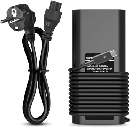 ZORUBUM Chargeur USB C 90W 65W Ordinateur Portable Compatible avec Dell Latitude 3420 5290 7390 7420, XPS 12 9350 9360, Chromebook 3100 3400 5190, Precision, Optiplex, Inspiron Series
