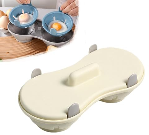 Microwave Egg Poacher Egg Cooker, 2 Cavity Silicone Draining Egg Boiler, Non-Stick Poached Egg Cups Kitchen Cooking Gadget