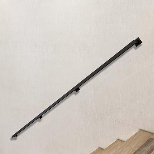 Whnoorher Pasamanos para escaleras Exteriores o Interiores, Kit de Soportes para pasamanos de Escalera de Hierro Forjado de Metal Negro Moderno de 30 cm, 150 cm y 240 cm, instalación en Pared.(330cm)