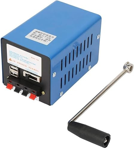 YAVTNUIO Générateur À Manivelle Manuel, Alimentation Électrique De Secours Dynamo Manuelle Légère, 3 V-15 V, Deux Ports USB Chargeur Manuel De Secours pour Le Camping, La Survie en Plein Air